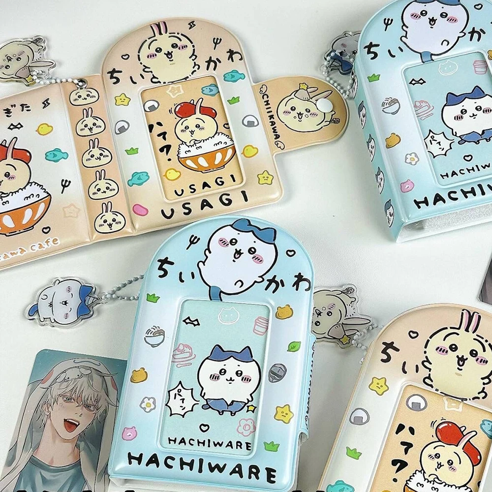 Libro de tarjetas Kawaii Chiikawa Hachiware Usagi, álbum de fotos de Anime, Mini carpeta de tarjetas para camión de 3 pulgadas, organizador de Cassette, regalos para niñas