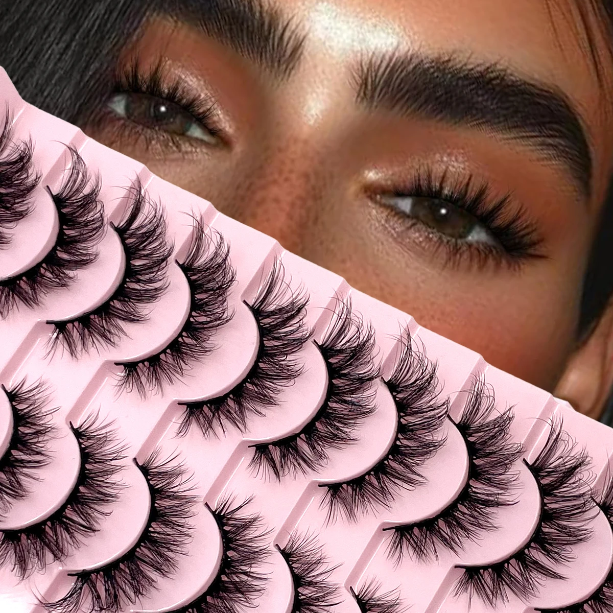 10 أزواج من رموش المنك المزيفة الطبيعية الطويلة المتقاطعة Wispy رقيق قصير الجمال الرموش الموسعة الرموش الصناعية الطبيعية #3
