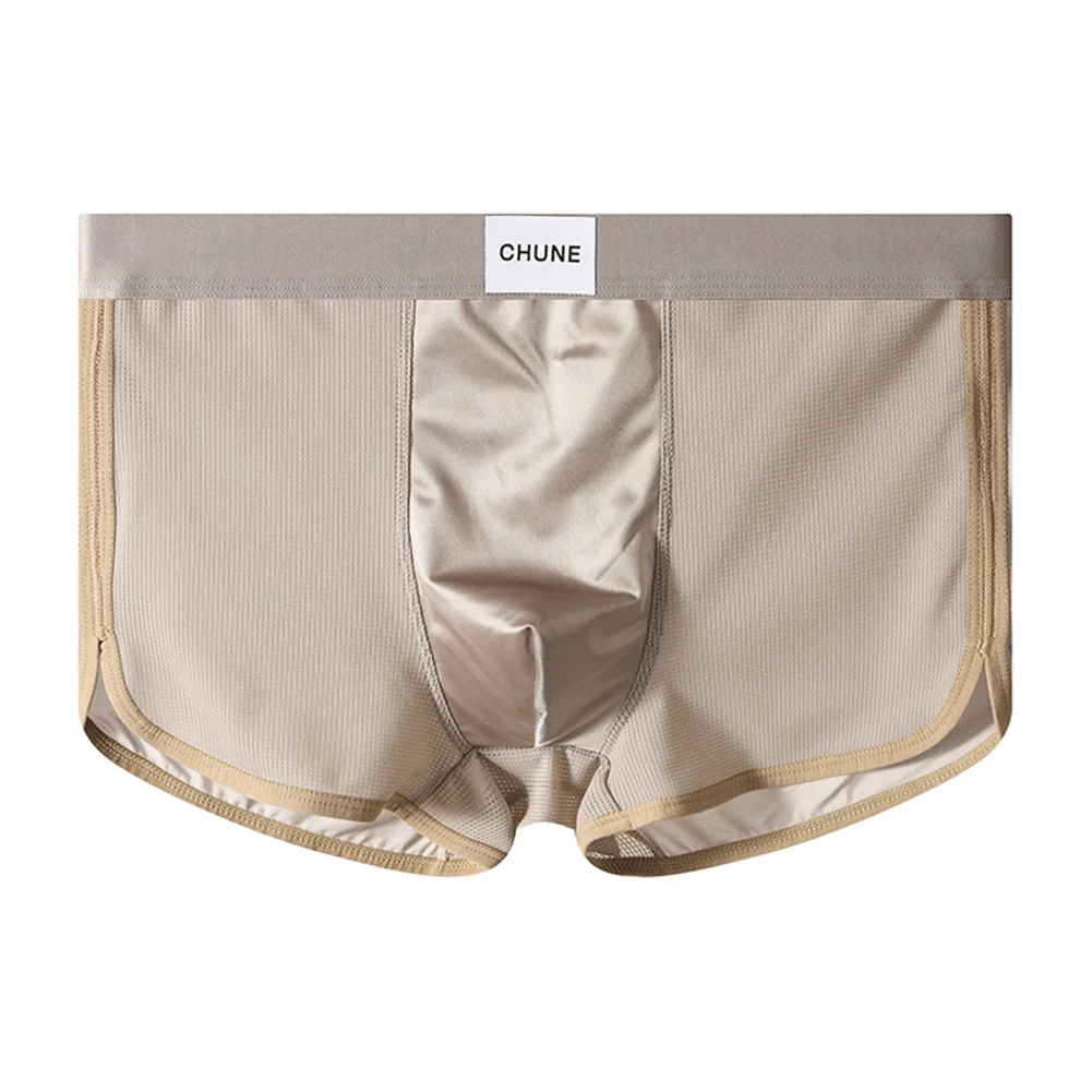 Men Breathable Panties Elastic Boxershorts Satin-like T-Back Ice Silk Lingerie Ultra Hot Briefs Pouch Underwear Men's Underpants