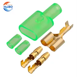 10/20/50sets Car tools 4.0 bullet terminal car electrical wire connector Green 4mm Male + Female 1 : 2 Cold press terminal