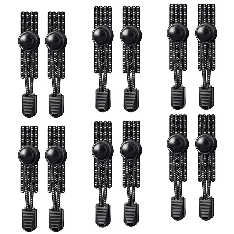 【AUTUMN】6 Pairs Elastic Shoe Laces for Adults & Kids No Tie Shoe Laces Lock Shoe Laces Tieless for Sneakers,Black