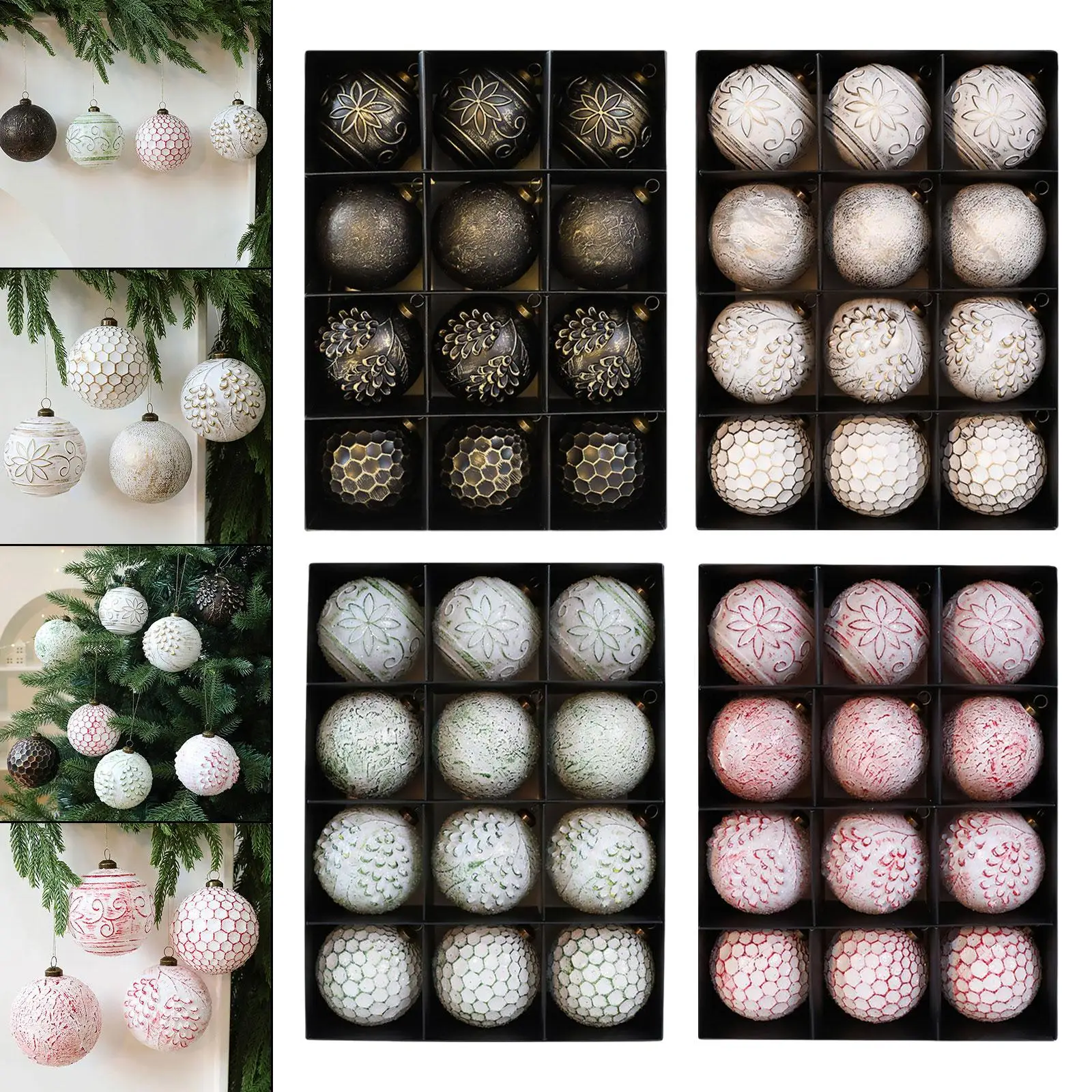 

12 рождественских подвесных шаров диаметром 3,15 дюйма для украшения, универсальные и стильные.