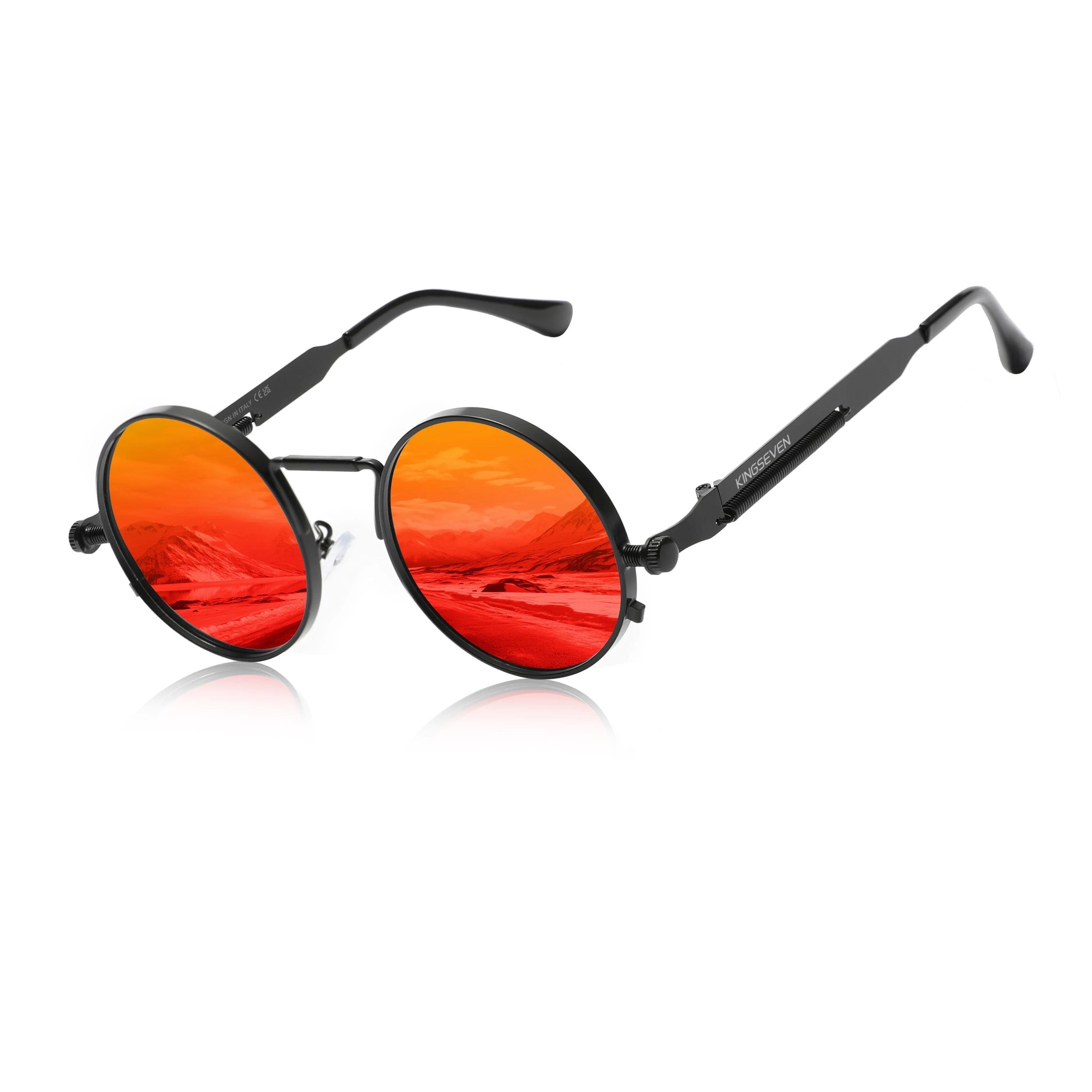 KINGSEVEN Round Retro Vintage Gothic Steampunk Sunglasses Polarized Men Women Sun Glasses Leisure UV 400