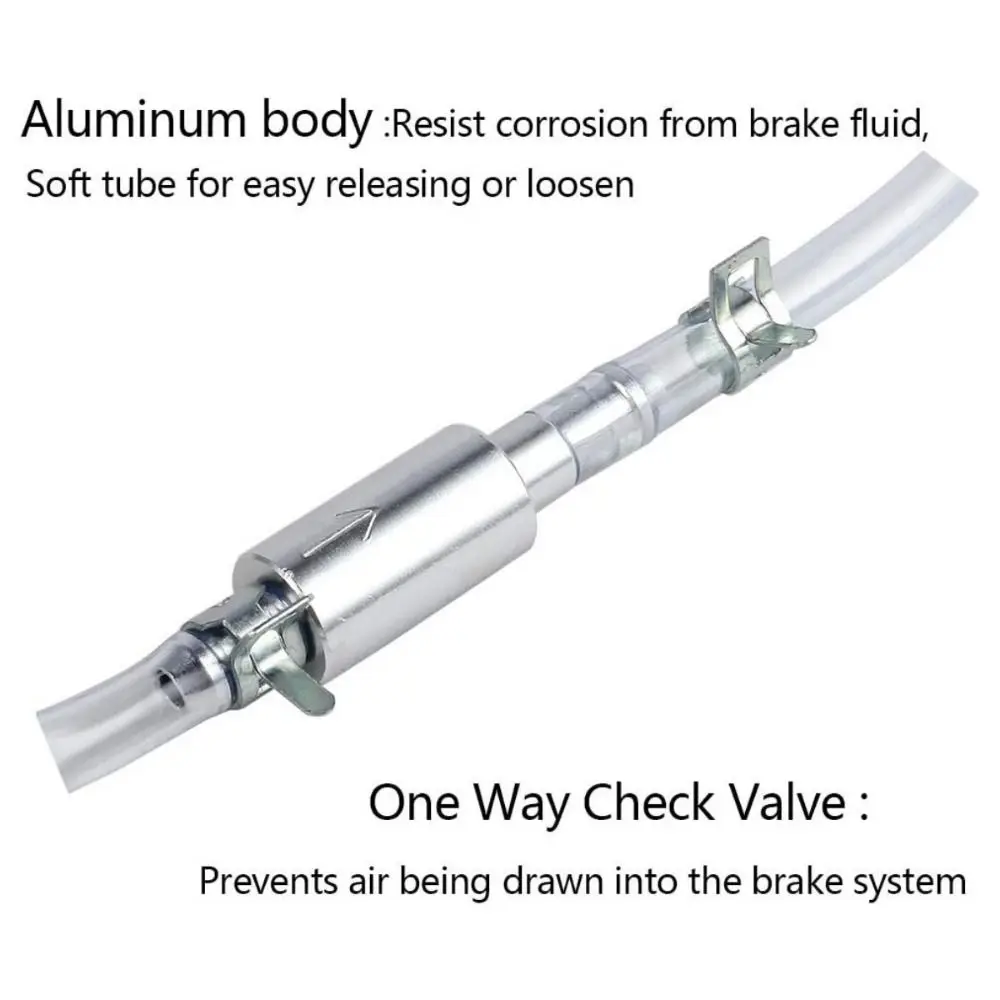 2Pack One Way Check Valve Motorcycle Brake Bleeder Hose Kit Aluminum Construction Leak Resistant Hydraulic Brake Fluid Bleeder view 4