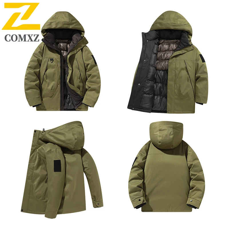 Men Parker Coat 2025 Winter Warm Windproof Waterproof Skiing Workwear Multi-Pocket Outdoor Cold Proof Casual Winter Jacket