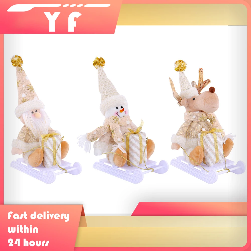 

Украшение куклы с рождественскими санками, подходит для внутреннего и оконного дисплея, рождественские сани, лыжный Санта для куклы, подвесная подвесная фигурка