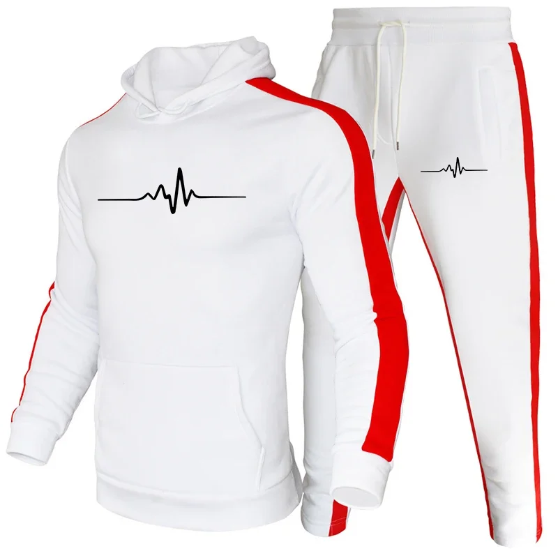 Two outdoor suits for men and a single black sweatpants hoodie, comfortable sportswear, fashionable and casual
