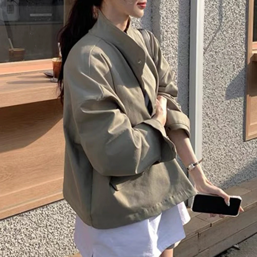 

Casual Lapel Collar Coat Long Sleeve Jacket Loose Streetwear Brand New Condition Classic Style Fall And Winter