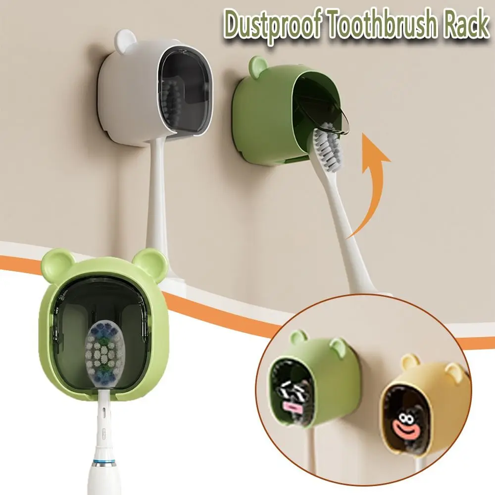 Durable Dustproof Toothbrush Holder Flip-top Wall Mounted Electric Toothbrush Storage Rack Toothbrush Storage Box