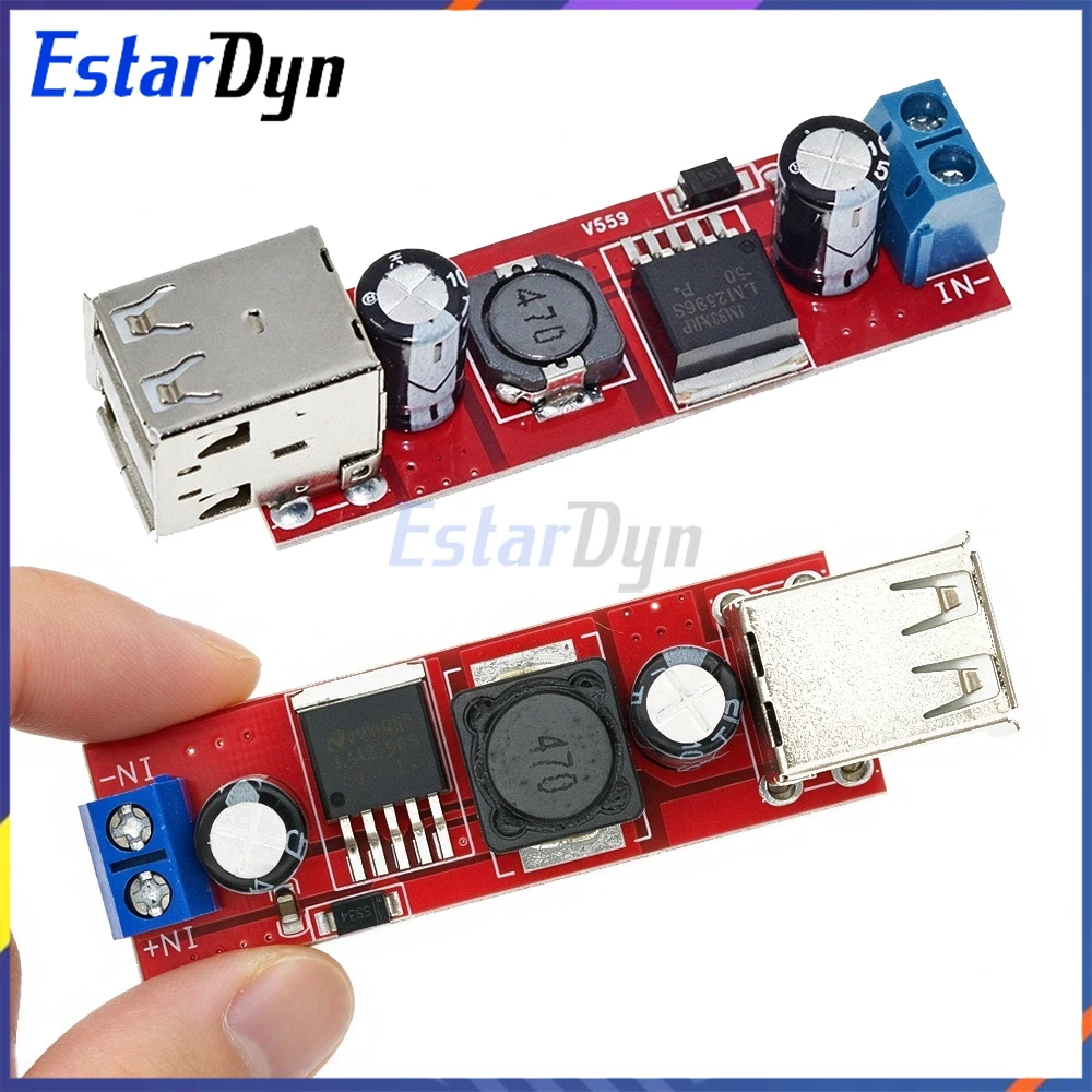 Estardyn Dual USB 5V 3A DC-DC Buck Converter LM2596 Step Down Module 6-40V to 5V Voltage Regulator Car Phone Charger