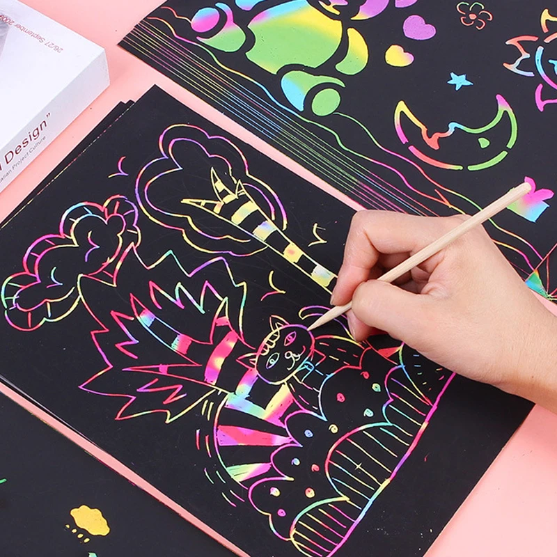 16K/32K Scratch Paper Rainbow Colorful Multi-function Scratch Painting School Painting Teaching Tools DIY Scratch-off Paper TMZ