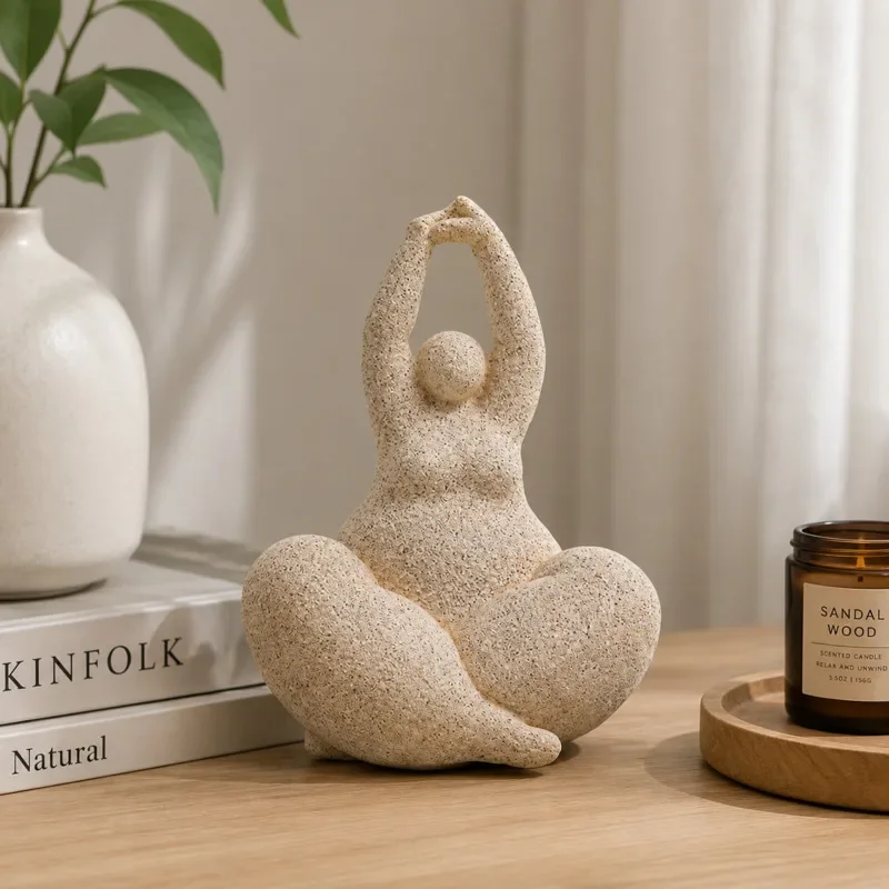 Terracotta Red Resin Abstract Yoga Woman Sculpture Figurine Minimalist Tabletop Home Studio Ornament Gift Desk Shelf Office