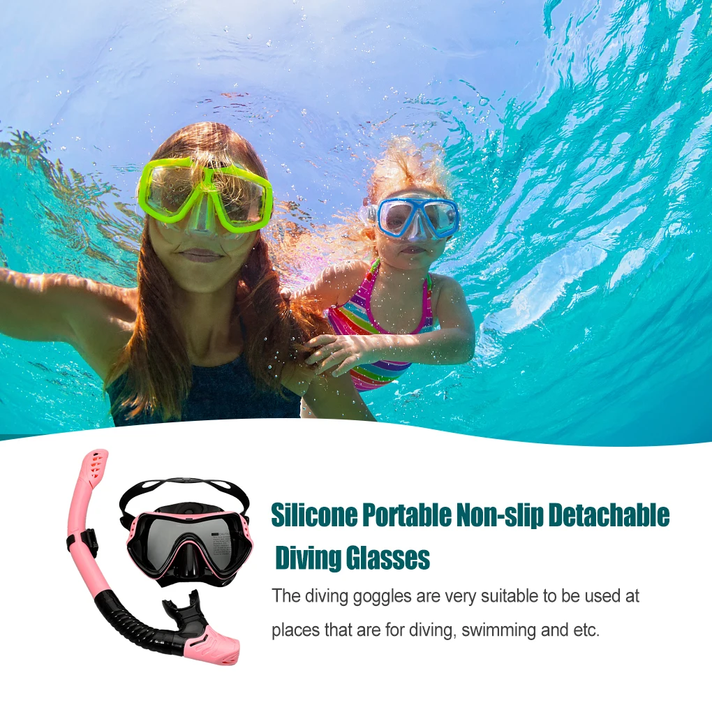 Diving Glasses Anti-slip Professional Adjustable Elastic Strap Swimming Snorkelling Goggles Purple Transparent