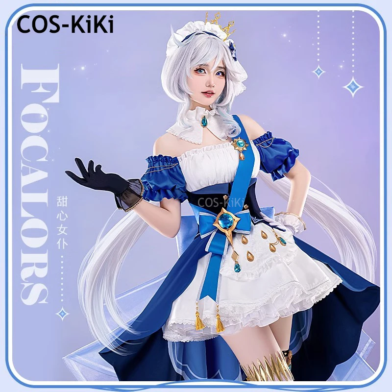 COS-KiKi Genshin Impact Furina Focalors Chocolate Sweetheart Maid Dress Lovely Cosplay Costume Halloween Party Role Play Outfit