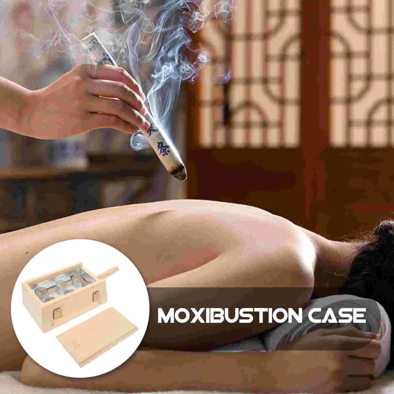 Portable Moxibustion Box Solid Wood Treatment Tool Body Pot Burner Case Holder Massage Relaxation Household Therapy Equipment