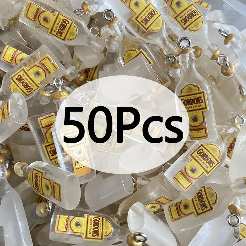 50pcs Cute Mini Drink Bottle Resin Charms Bulk Wholesale Miniature Beverage Bottle Pendant For Necklace Eardrop Diy Jewelry Make