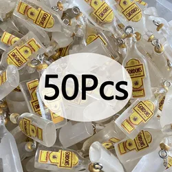 50pcs Cute Mini Drink Bottle Resin Charms Bulk Wholesale Miniature Beverage Bottle Pendant For Necklace Eardrop Diy Jewelry Make
