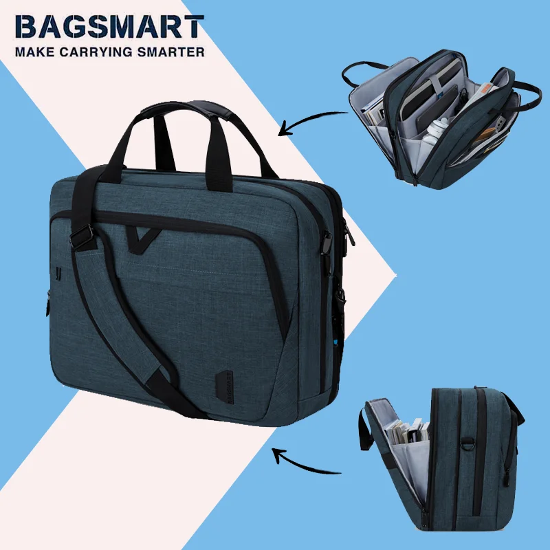 Bagsmart 17.3 Inch Laptop Tas Uitbreidbare Computer Tas Laptop Aktetas Mannen Vrouwen Laptop Schoudertas Werk Zakenreis Kantoor