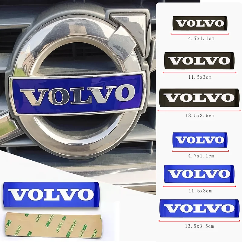 Logotipo da grade dianteira do carro/insignia de carta azul e preta/adesivo no volante para Volvo V50 S60L XC60 S40 XC90 V60 S80 V90 V70 V6 T6