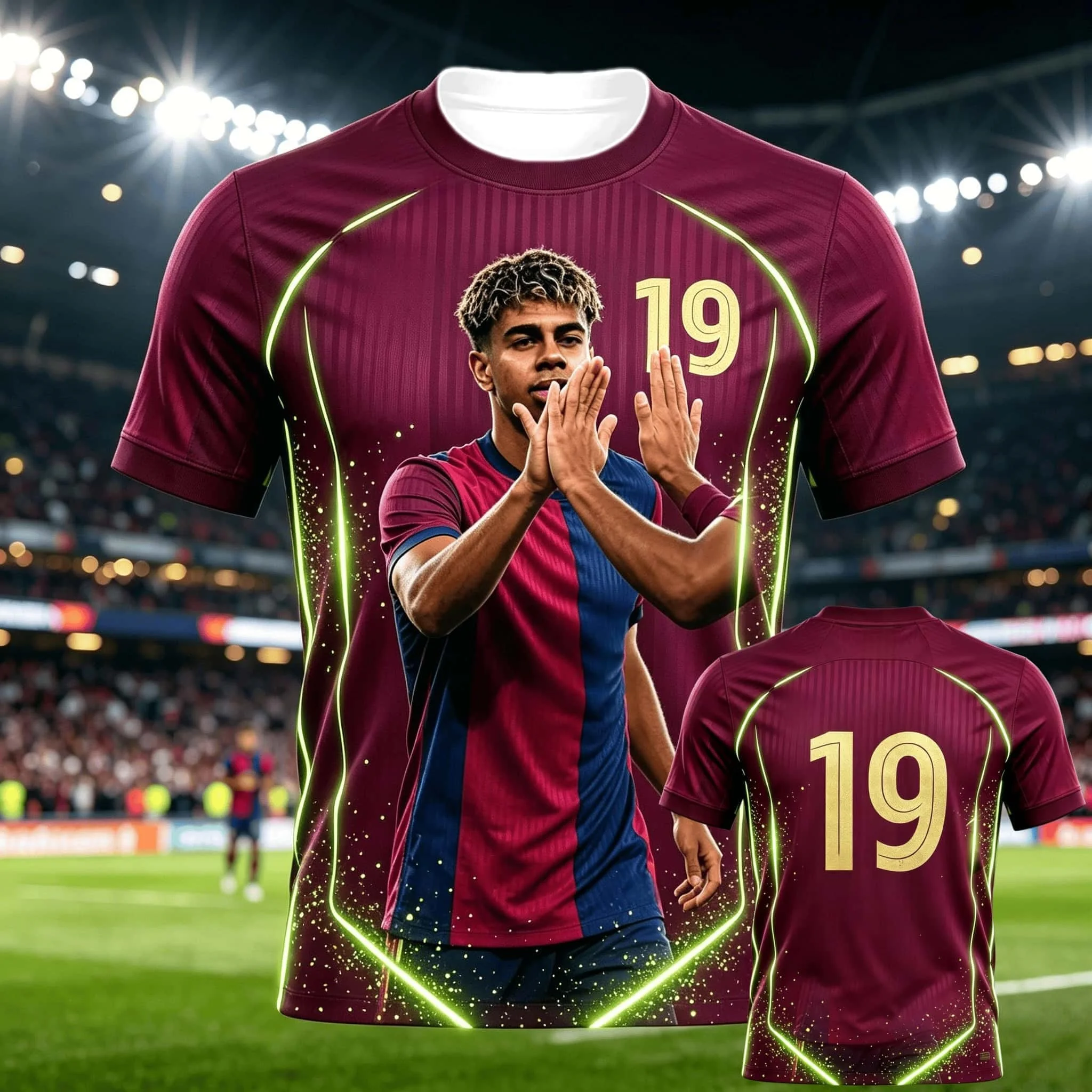 Yamal Jersey, Barcelona Star Graffiti Style Commemorative Item, Large Size, Loose and Breathable, Family Matchingkids T-shirt