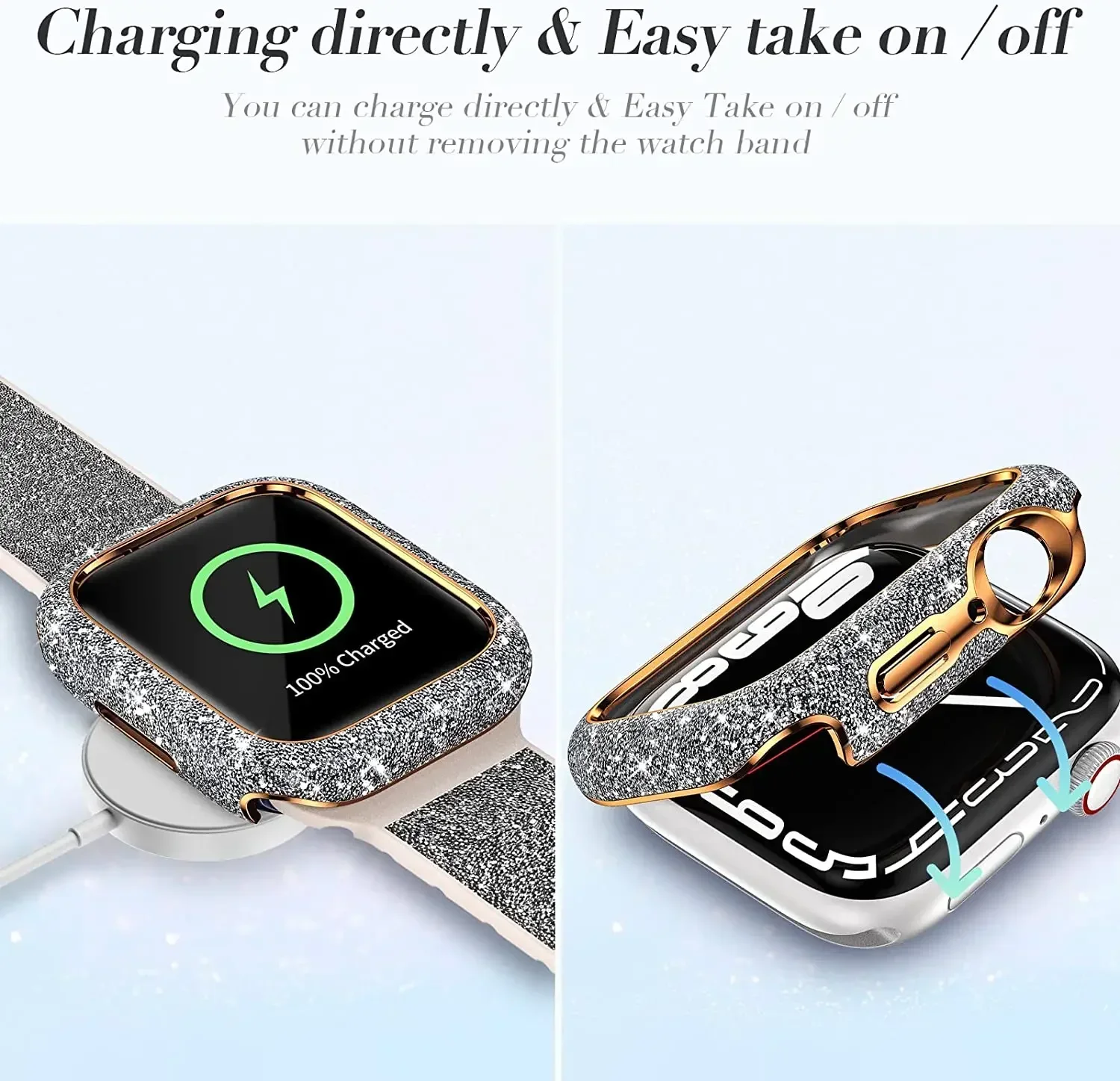 Women Crystal Diamond Case For Apple Watch 11 10 46mm 42mm Screen Glass Protective Shell iWatch 9 8 7 6 5 SE 45mm 41mm 44mm 40mm image 6