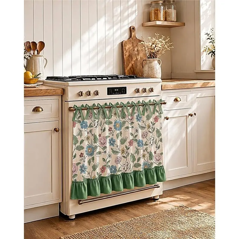 AWAH Oven Curtain Kitchen Cover Curtain Oven Skirt Curtain Oven Decorative Curtain Oven Curtain With Tie Top
