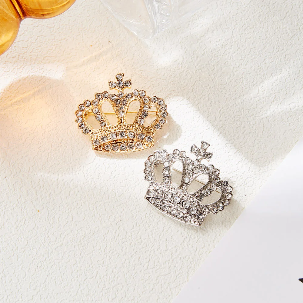 أزياء حجر الراين تاج دبابيس للنساء الذهب اللون شارة دبابيس الملابس حقيبة مجوهرات اكسسوارات