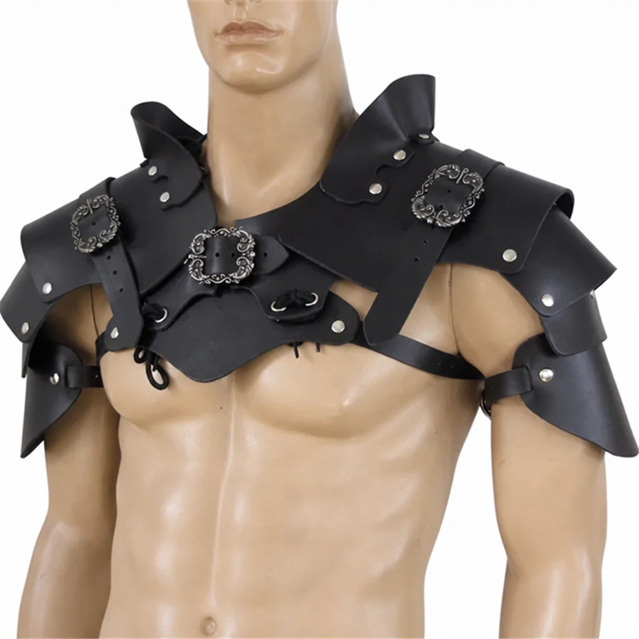 Medieval Roman Gladiator Warrior PU Leather Shoulder Armor Pauldrons Viking Knight Samurai Cosplay Costume Steampunk Accessory