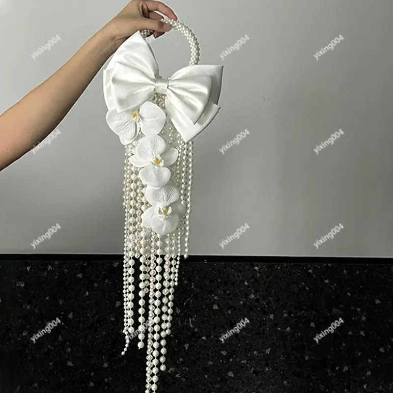 Romantic Waterfall Pearl Bouquet, Decorative Photo Prop for Wedding Engagement Gift Giving