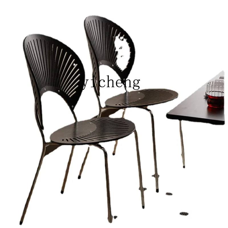 

Black Dining Chair Household Dining Table Chair Light Luxury High-Grade Backrest Shell Chair