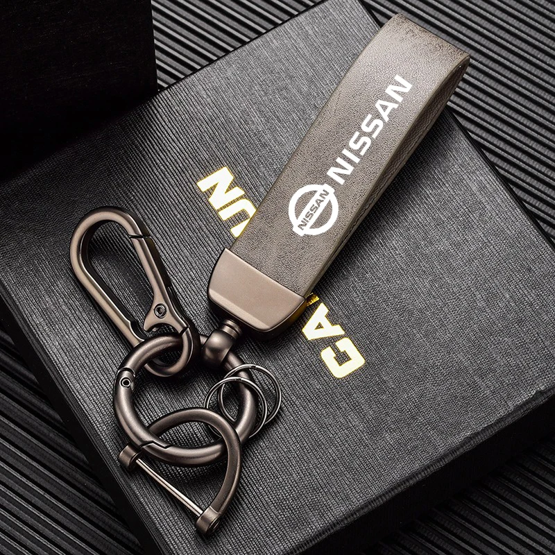 Metal/Leather Car Styling Emblem Keychain Buckle Key Chain Rings Gift For Nissan Qashqai X-Trail T32 T31 Juke J10 Kicks Tiida