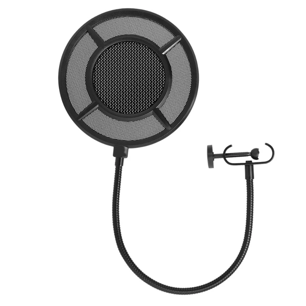 

1pc Microphone Wind Screen Black Blowout Proof Dust Wind Noise Reduction Mic Filter For Recording Studio Stage Portable Use Mic