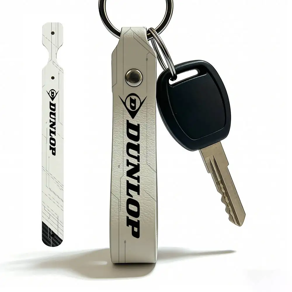 For Dunlop High Quality PU Leather Moto Keychain Vintage Style Key Pendant For Scooter Motocross