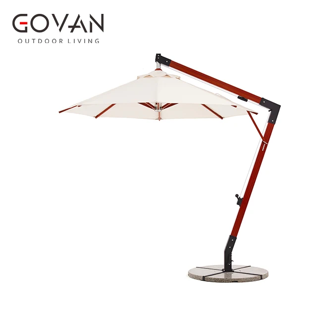 

Aluminum Parasol Cantilever Umbrella Wood Color Roman Hanging Outdoor Umbrella