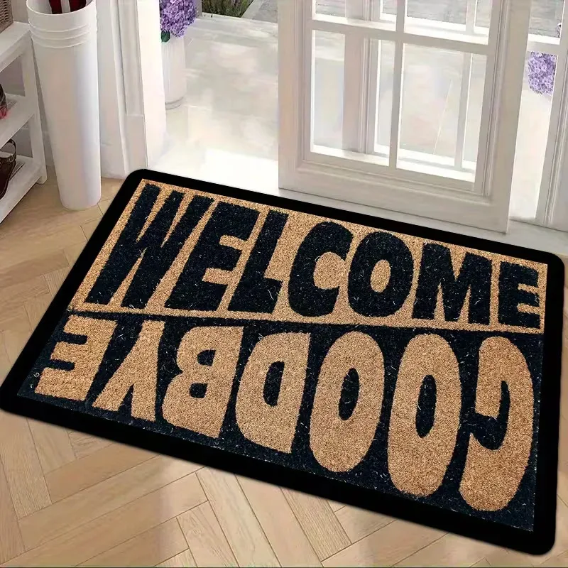VIKAMA Letter Print Non-Slip Rubber Backing Doormat Durable 
