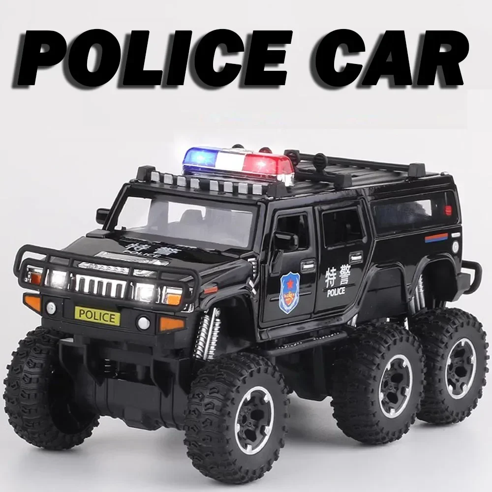 

1:32 Sabertooth модель полицейского автомобиля, игрушки из сплава, литой под давлением внедорожники, звуковой свет, двери, открытая амортизация для детей, подарки
