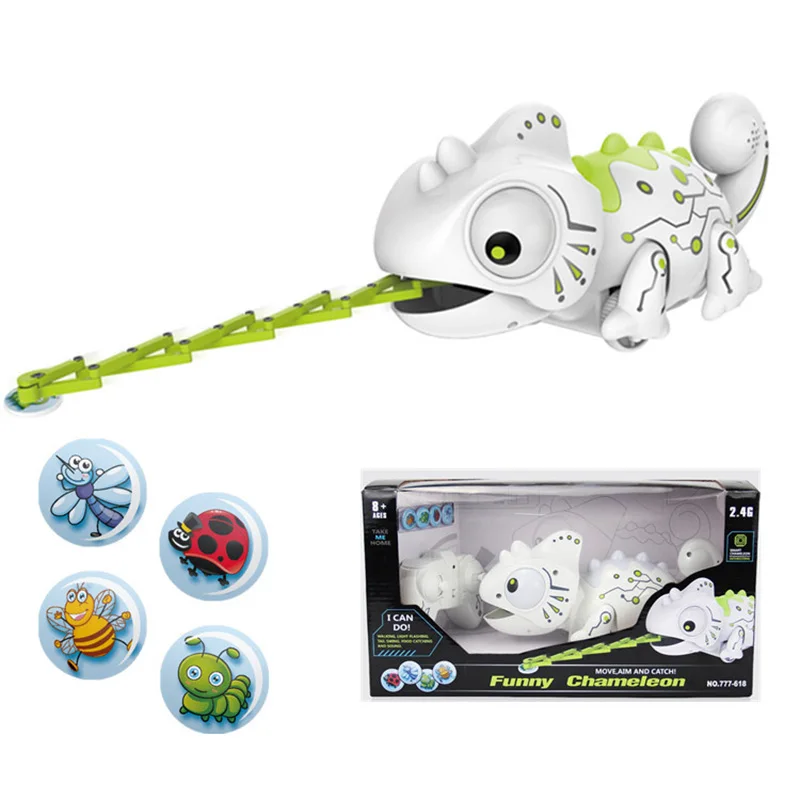 Robot intelligent pour animaux de compagnie caméléon RC – Lézard électronique avec fonctions de marche/alimentation |   Cadeau d'anniversaire parfait pour enfants