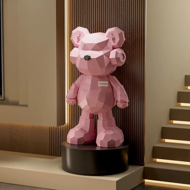 Geometric Sliced Bear Sculpture Luxury Living Room Large-Size Piggy Bank Statue Animal Figure Resin Model Home Deco Accessories