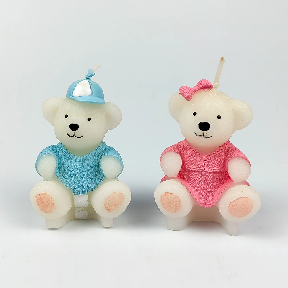 

3D Couple Bear Silicone Mold Animal Chocolate Candle Fondant Cake Mould DIY Aroma Household Decoration Craft Tool