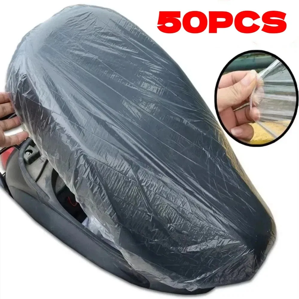 

50Pcs Large Disposable Seat Covers Waterproof Dustproof Vehicle Protective Cover Elastic Disposable Motorcycle Seat Cover