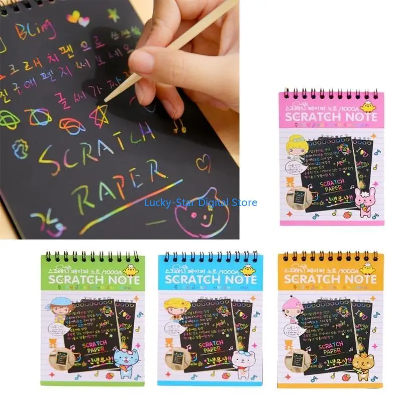 N7MC 4 PCS Scratch Paper Arts Set для Kid Black Scratch Offs Arts Crafts Note Note