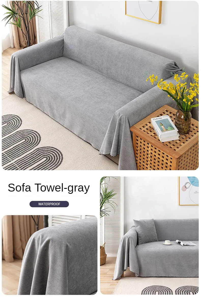 Waterproof Sofa Blanket Multipurpose Furniture Cover Solid Color Durable Fabric Dust-proof Anti-scratch Home Living Room Decor