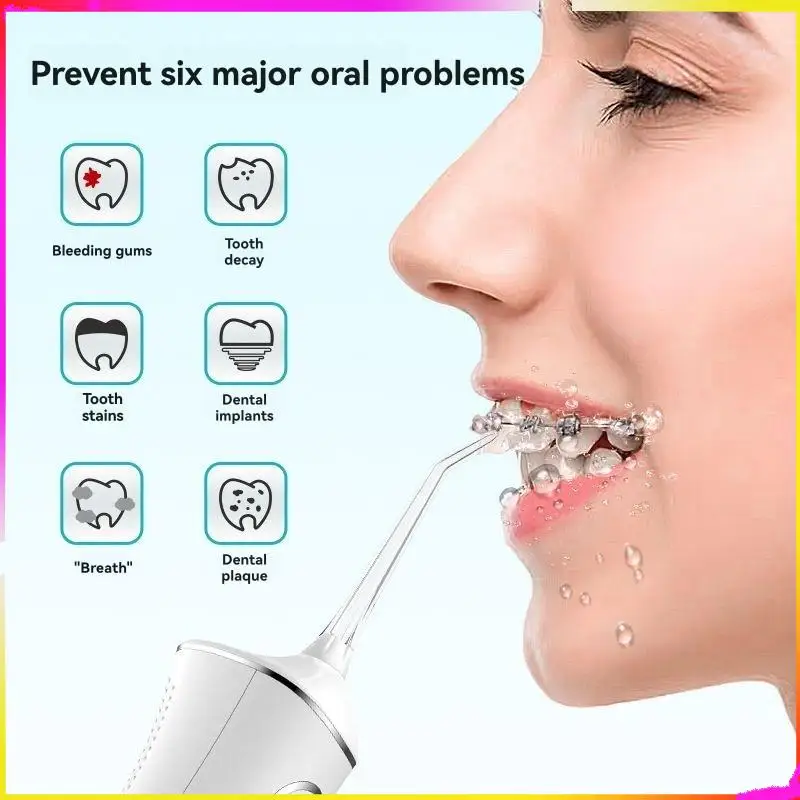 

M04K Portable Electric Water Flosser - High-Power Oral Irrigator With Multiple Nozzles, IPX7 Waterproof Water Flosser