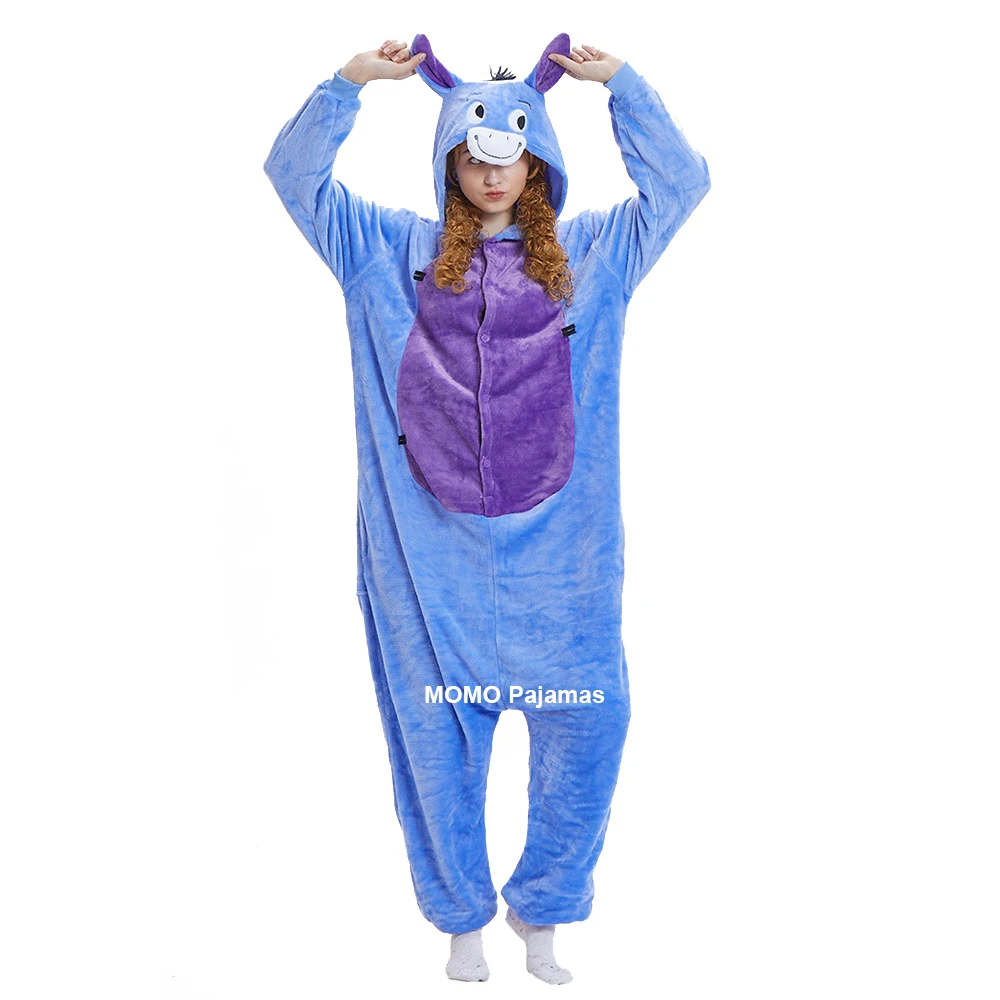 Unisex adulti Animal tutina pigiama donna e uomo Anime Cosplay Sleepwear Winter flanella Warm One Piece Halloween Costume