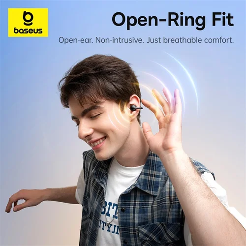 Imagen 2 del producto Baseus BC1 auriculares con Clip para la oreja auriculares inalámbricos de oreja abierta Bluetooth 6,0 auriculares deportivos con Clip 4 micrófonos Super Bass IP55 auriculares