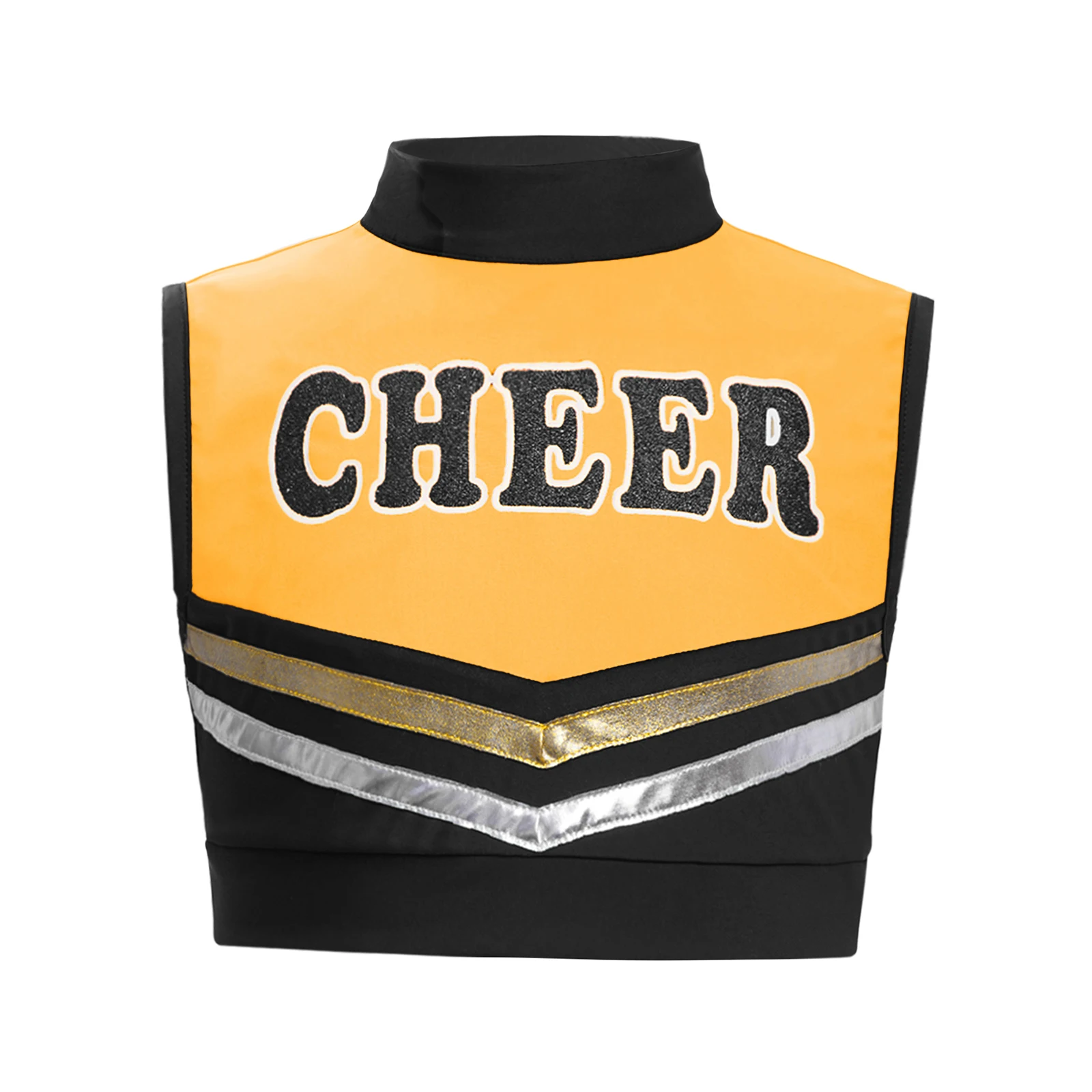 Kids Girls Jazz Dancing Tops Children's Vests Letters Printed Crop Top Cheerleader Cheer Dance Costume Cheerleading Dancewear