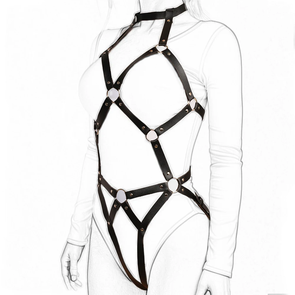 Women Sexy Pu Leather Full Body Harness Belt Waist Corset Belt Bondage Bdsm Woman Wear Gothic Fetish Clothing Exotic Accessories