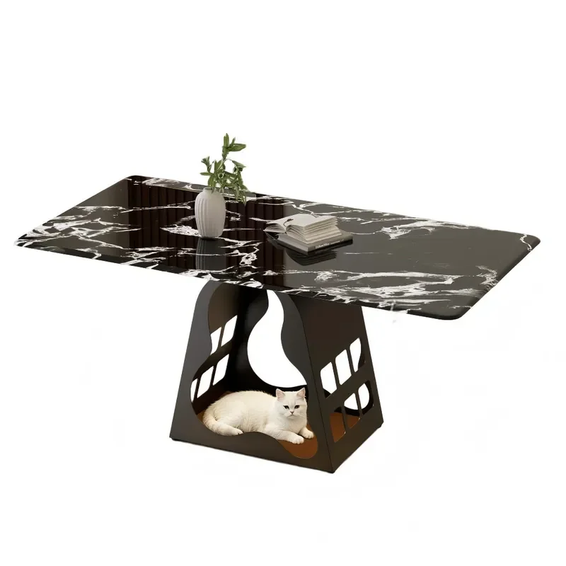 Luxury Light Rectangular Coffee Table with Cat Nest Simple Cute Storage Side Table for Living Room Home Decor Creative Furniture