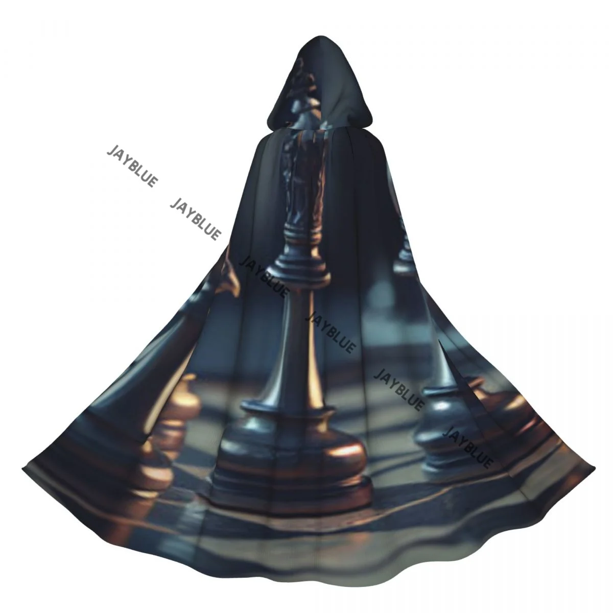 

Unisex Witch Party Reversible Hooded Adult Vampires Cape Cloak Chess Pieces Illustration