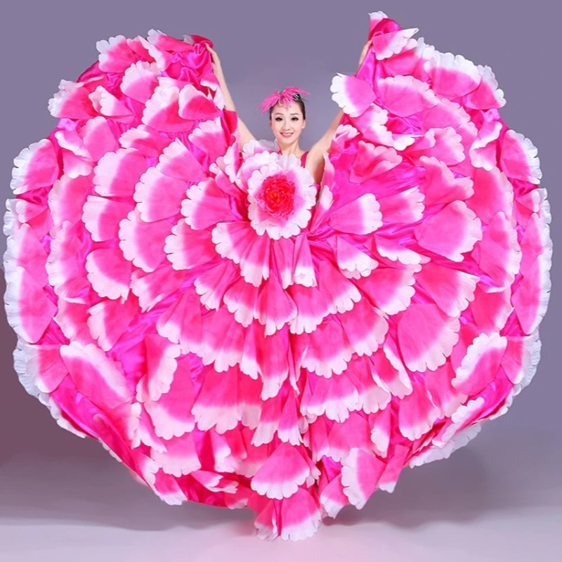 180/360/720 Degree Flamenco Dress Modern Dance Gypsy Skirt Big Petal Dress Women Spain Spanish Chorus Stage Performance Costume